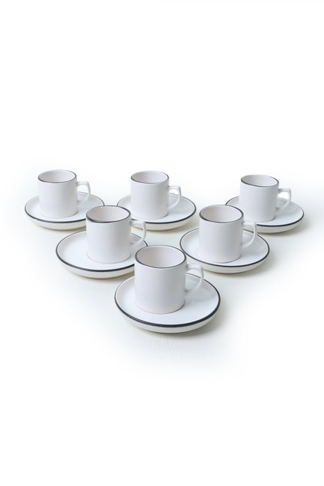 Hermia Juego de tazas de café de gres Blanco mate
